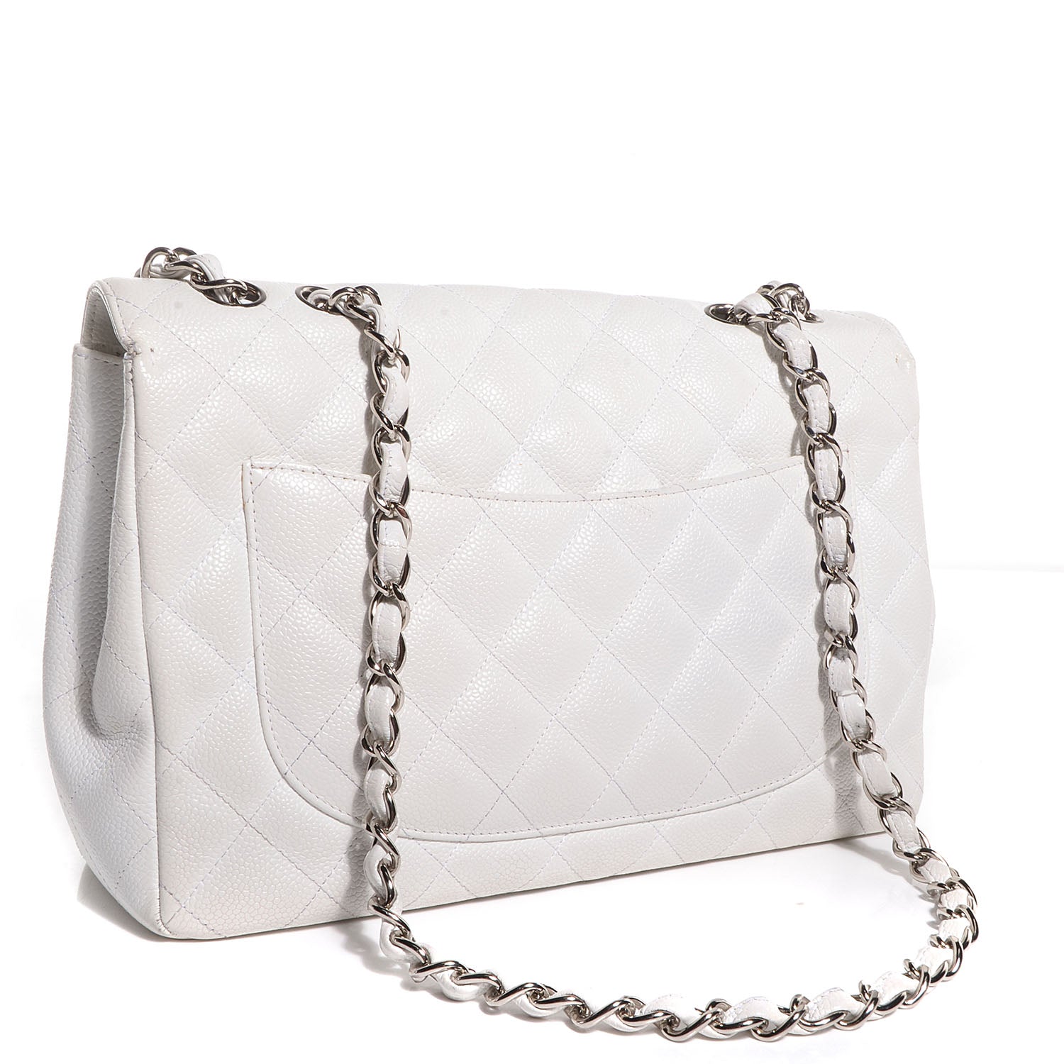 Chanel Caviar Jumbo Single Flap White 3 of 8