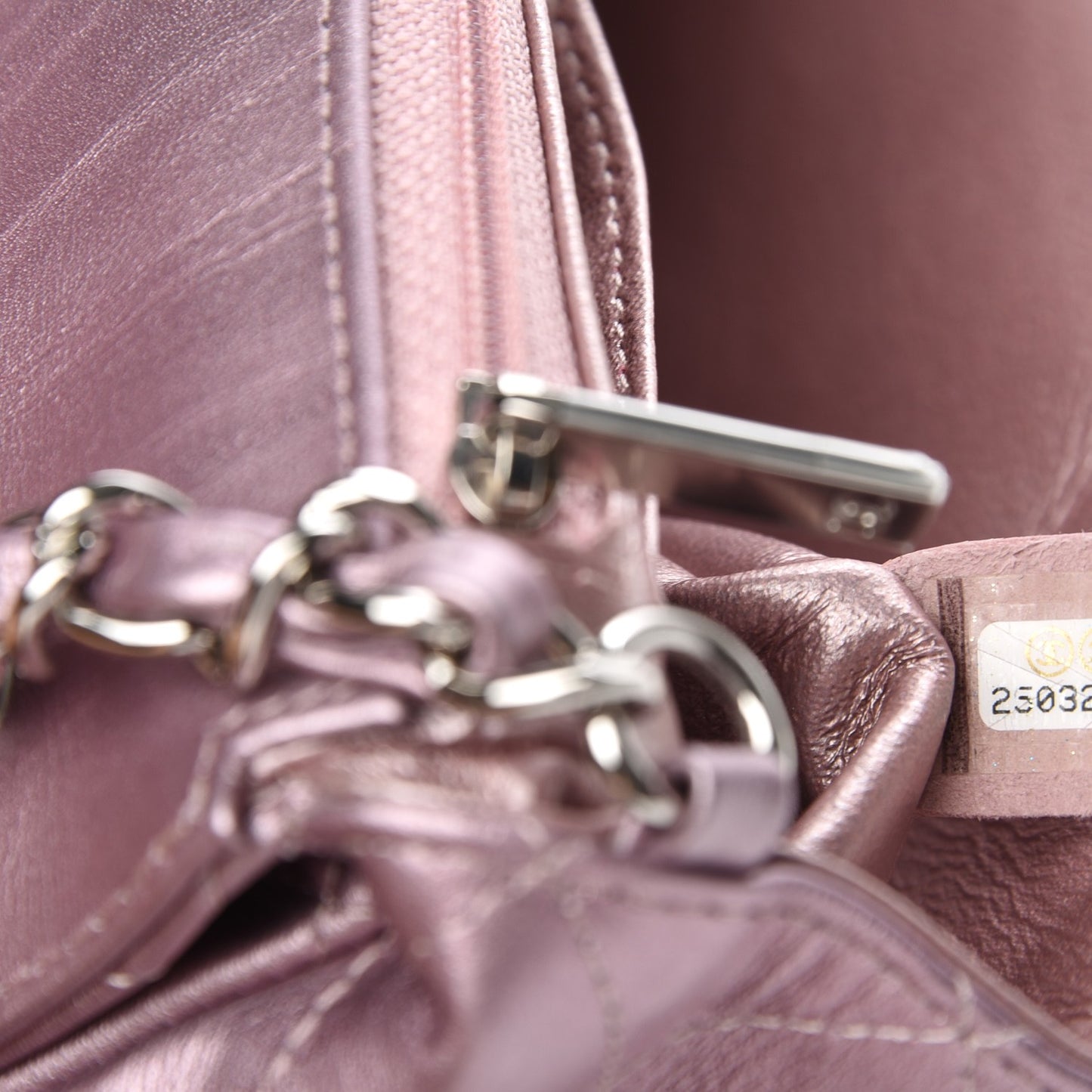 Metallic Calfskin Quilted Mini Rectangular Flap Pink