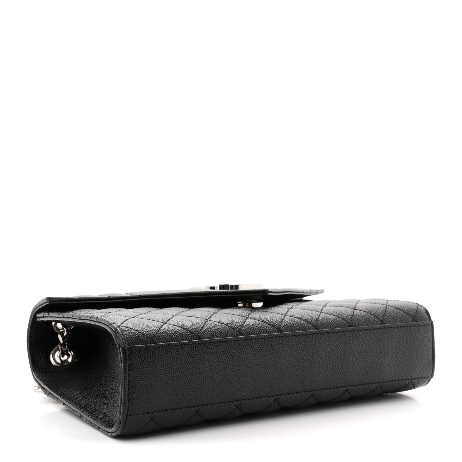 Saint Laurent Grain De Poudre Textured Mixed Matelasse Triquilt Medium Monogram Satchel Black 4 of 11