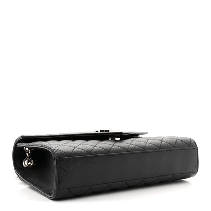 Saint Laurent Grain De Poudre Textured Mixed Matelasse Triquilt Medium Monogram Satchel Black 4 of 11