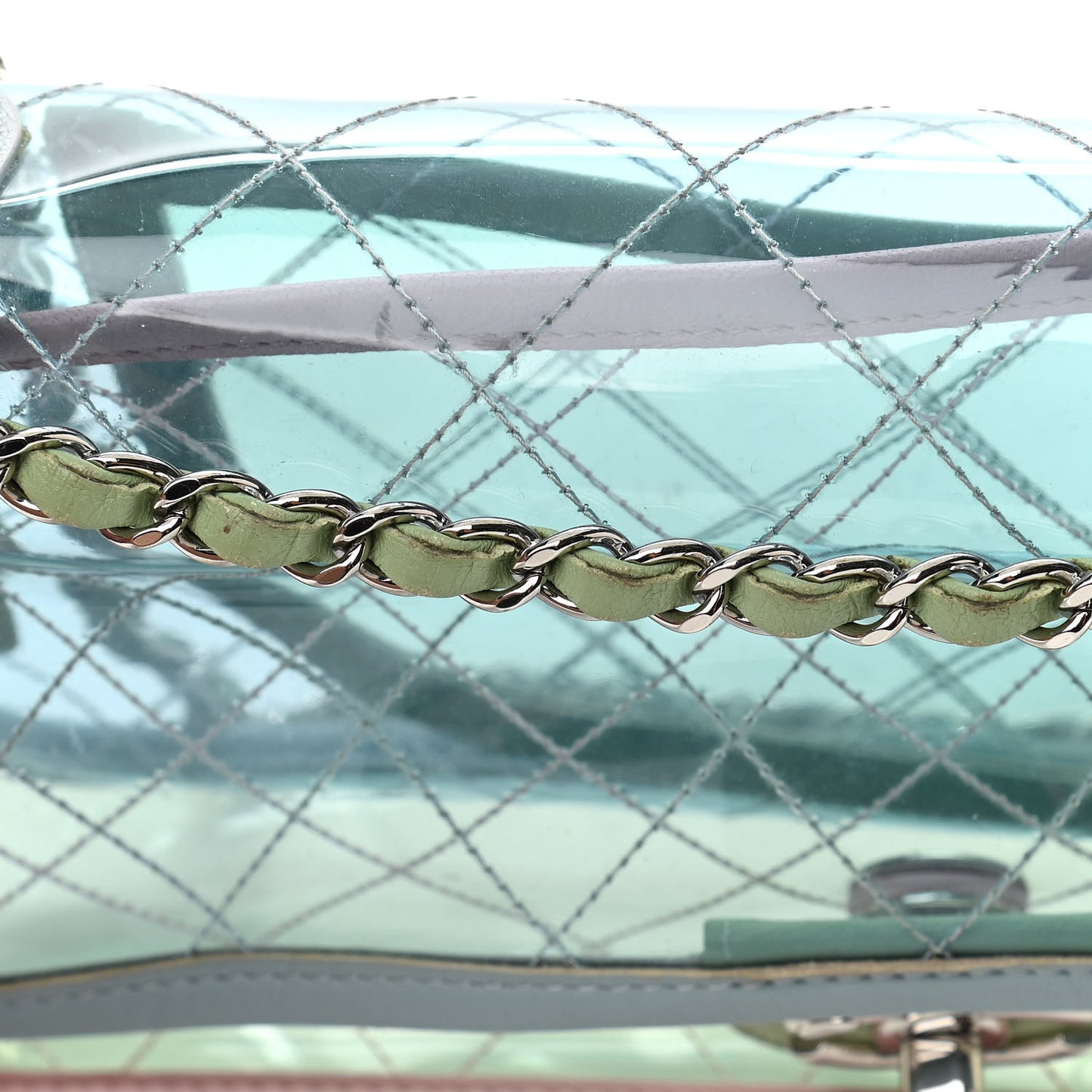 Lambskin PVC Quilted Medium Coco Splash Flap Blue Green