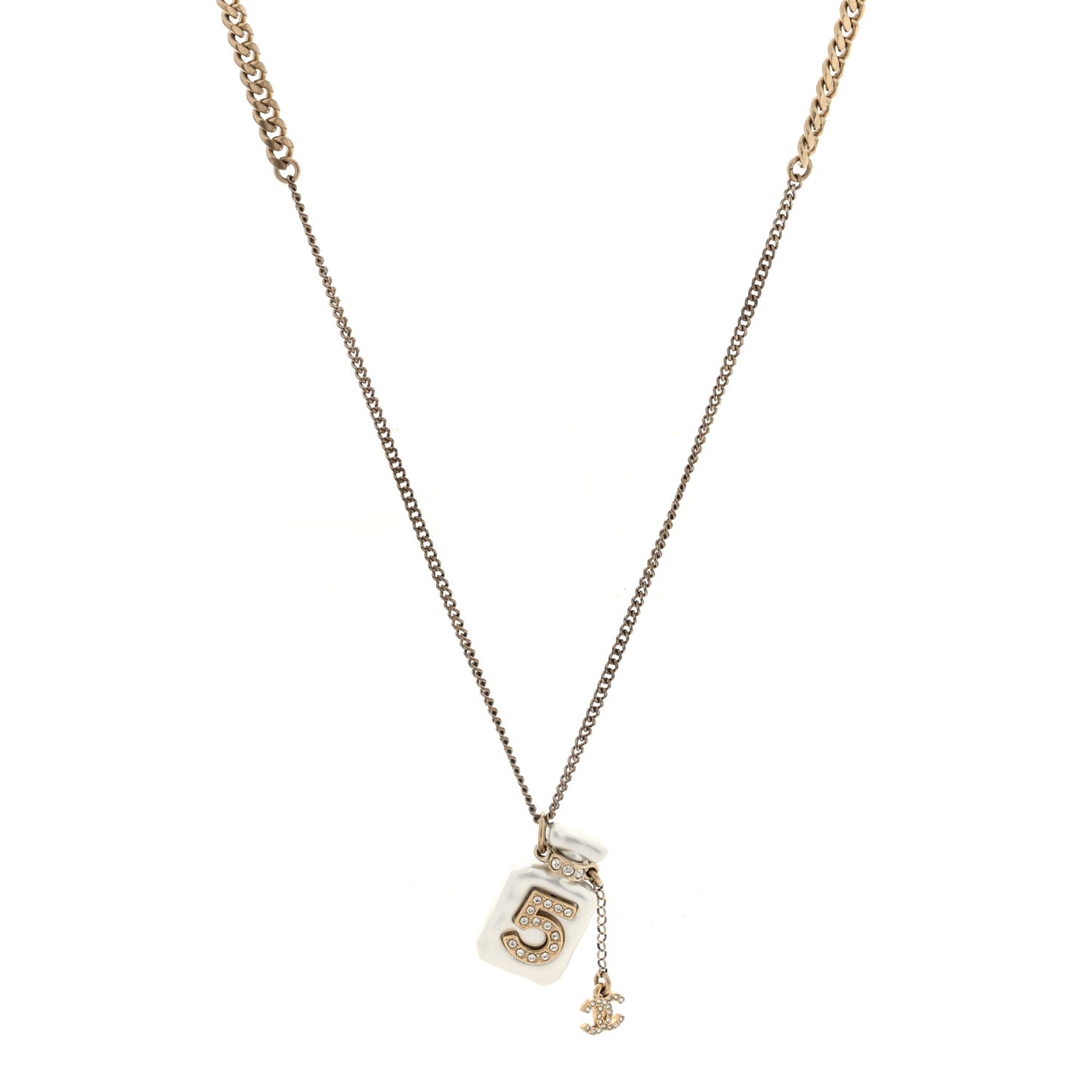 Resin Crystal CC No 5 Perfume Bottle Necklace