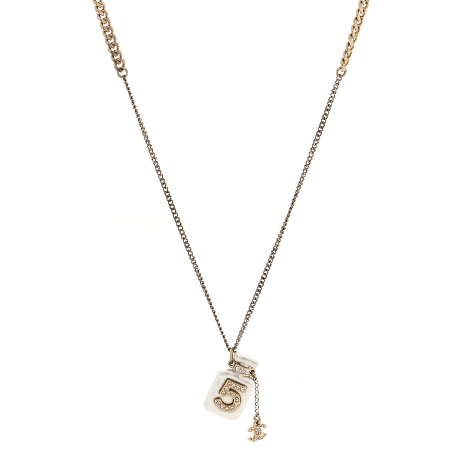 Chanel Resin Crystal CC No 5 Perfume Bottle Necklace 1 of 4