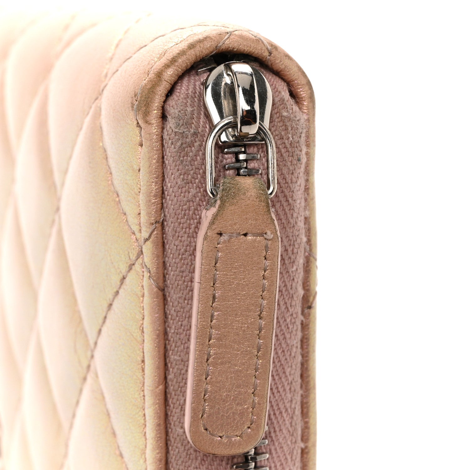 Chanel Iridescent Lambskin Quilted Large Gusset Zip Around Wallet Pink 9 of 15