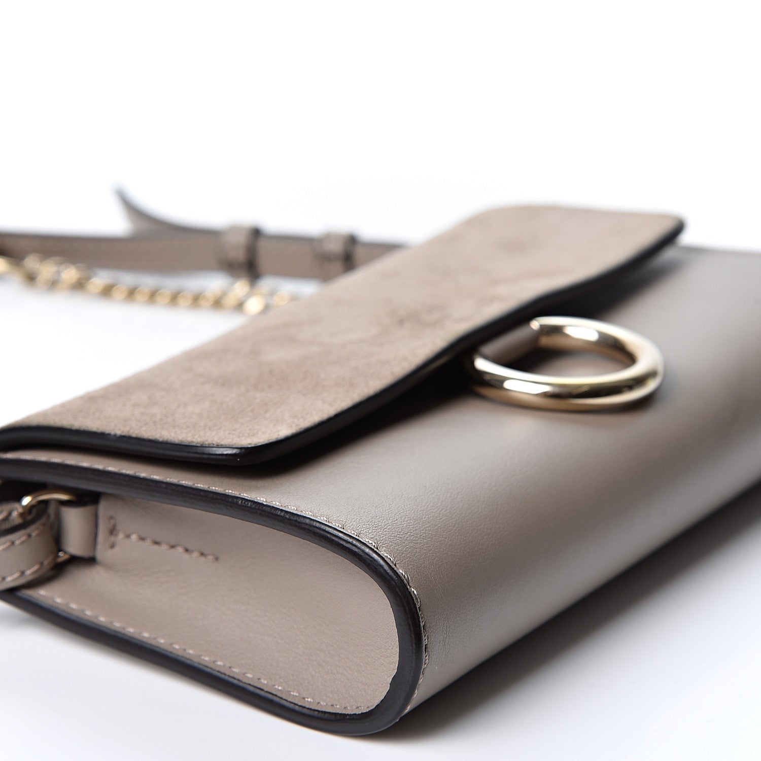 Chloe Suede Calfskin Mini Faye Shoulder Bag Motty Grey 8 of 9
