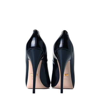 Gucci Polished Calfskin Removable Pearly Bow Elaisa Platform High Heel Pumps 38.5 Black 5 of 8