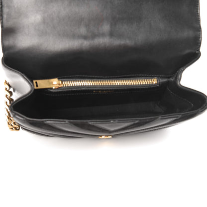 Saint Laurent Calfskin Suede Matelasse Chevron Monogram Medium College Bag Marine 5 of 8