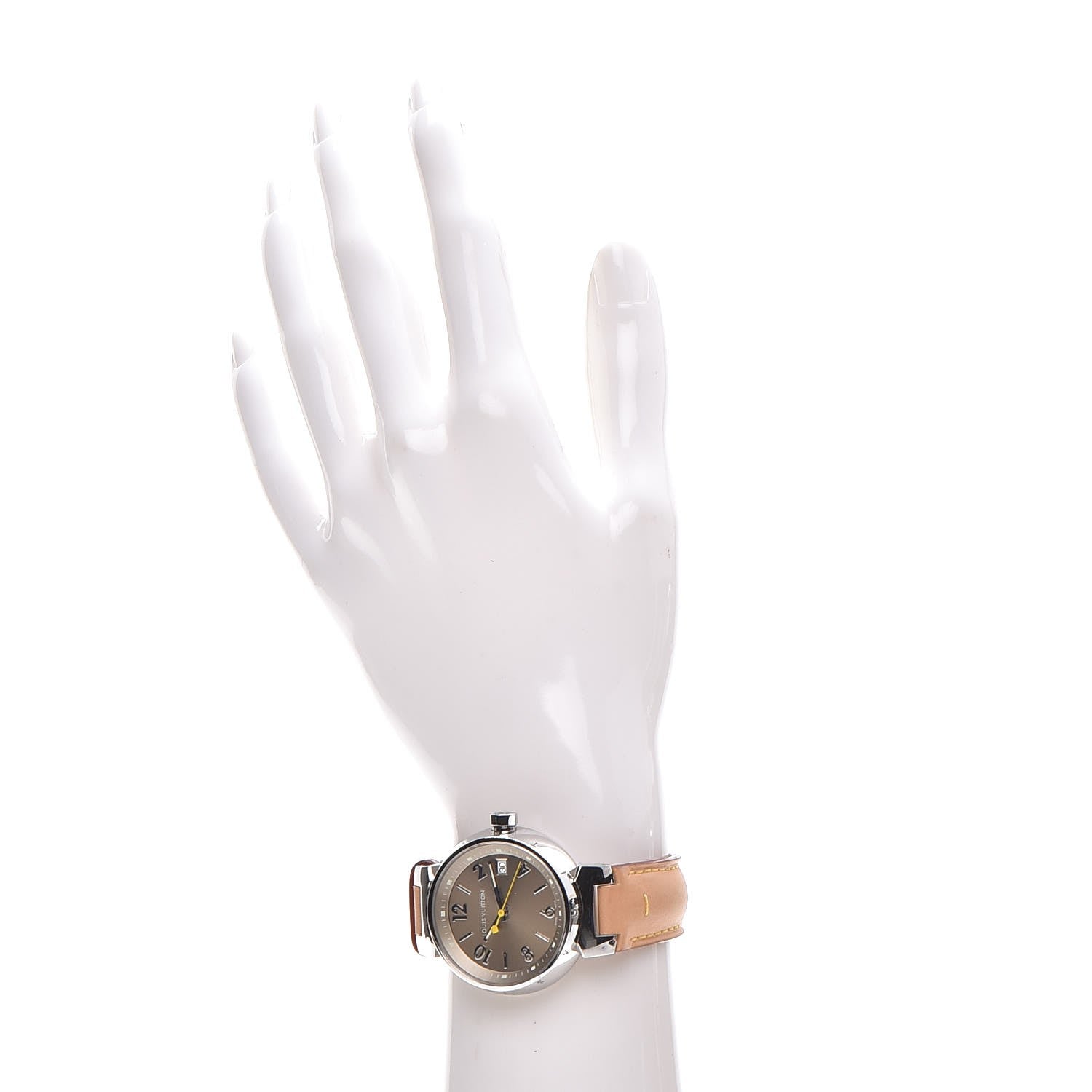 Louis Vuitton Stainless Steel Vachetta 34mm Tambour Quartz Watch Champagne 2 of 9