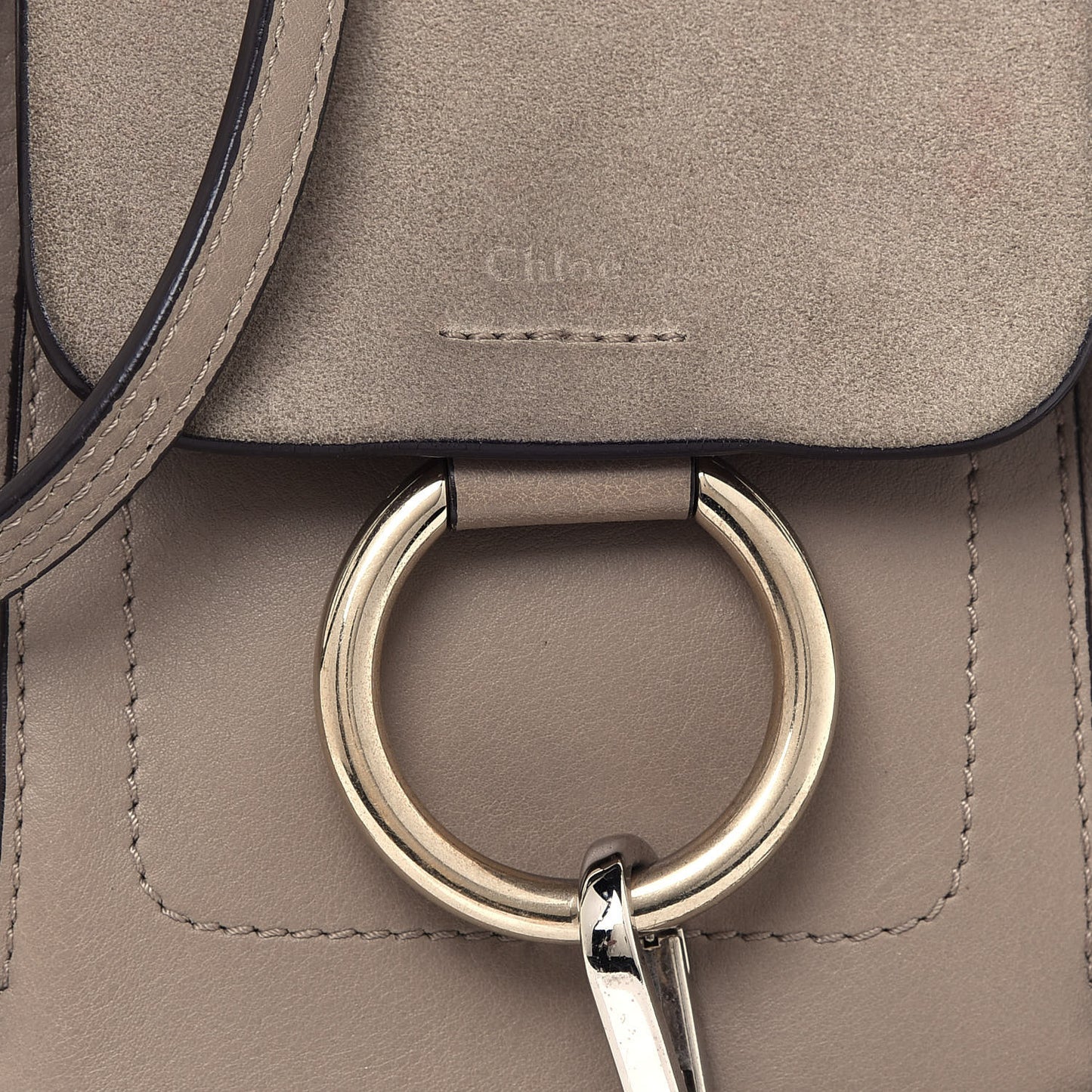 Suede Calfskin Mini Faye Backpack Motty Grey