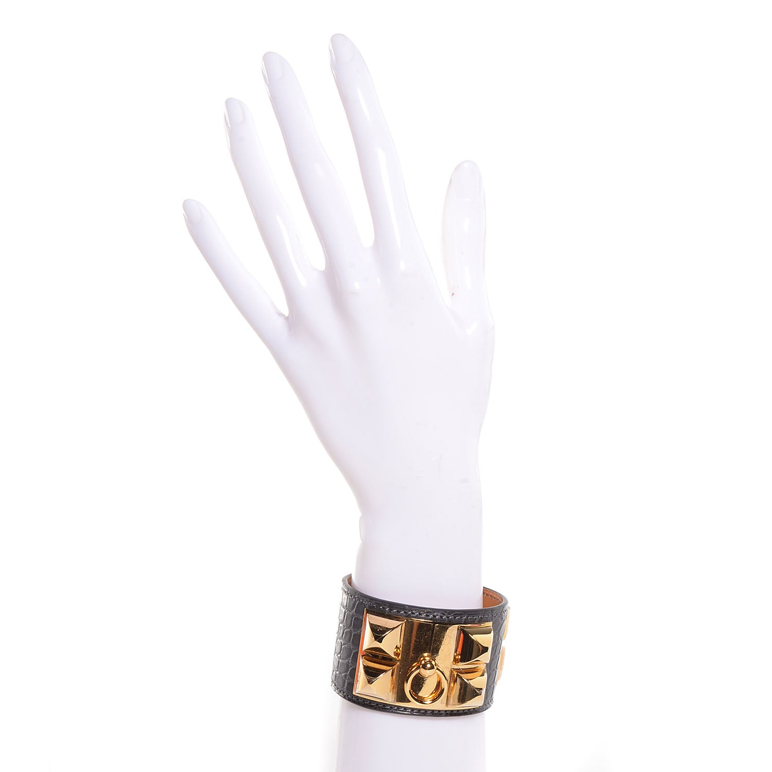 Hermes Matte Alligator Collier De Chien CDC Bracelet S Graphite 2 of 7