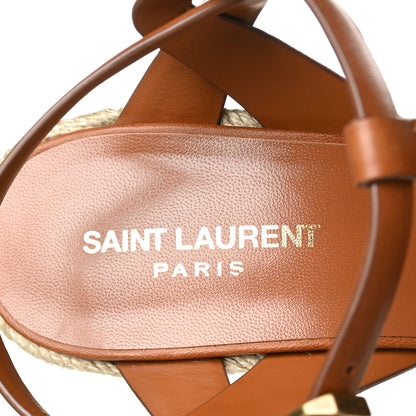 Saint Laurent Calfskin Tribute 95 Platform Espadrille Wedge Sandals 40 Tan 6 of 7
