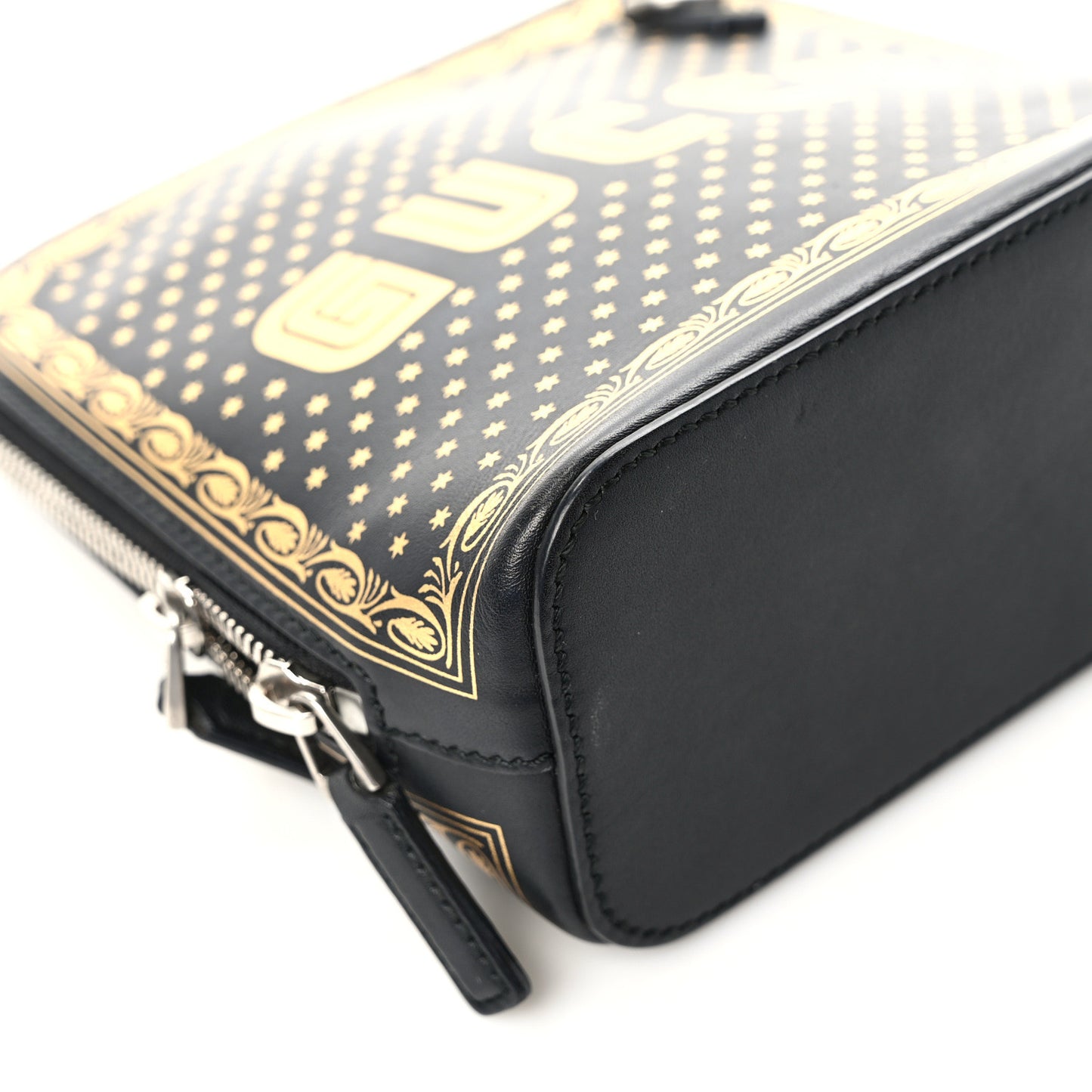X SEGA Calfskin GUCCY Stars Mini Dome Shoulder Bag Black Gold