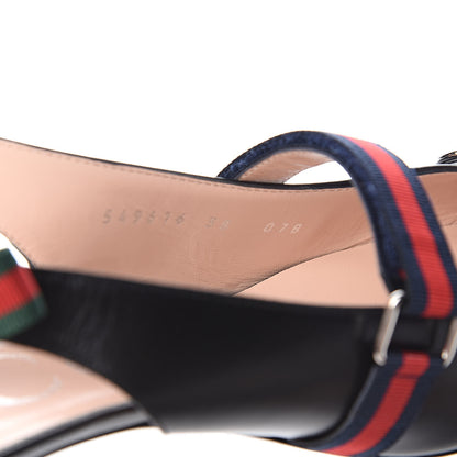 Gucci Malaga Kid Web Horsebit Low Heel Slingback Pumps 38 Black 8 of 9
