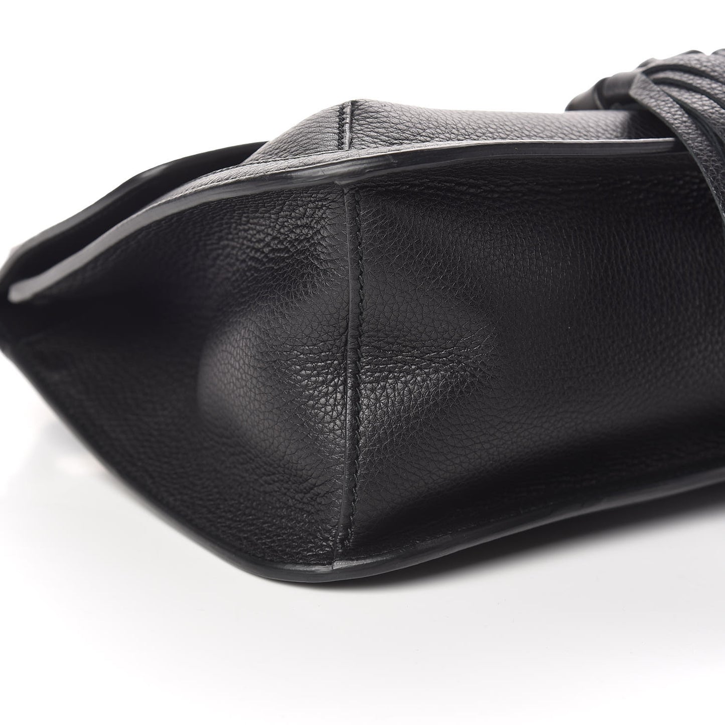Pebbled Calfskin Medium Bamboo Daily Flap Shoulder Bag Black