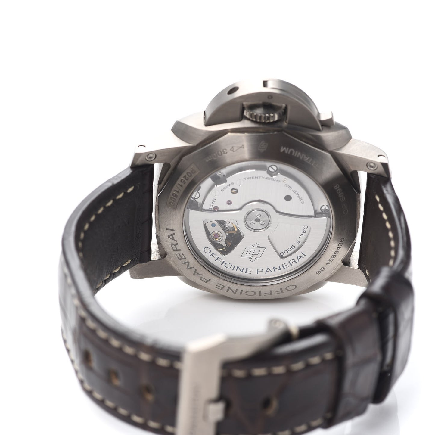 Titanium Alligator 44mm Luminor Marina 1950 Automatic Watch Brown PAM00359