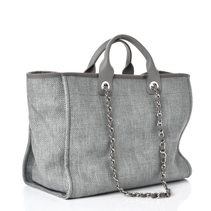 Chanel Woven Straw Raffia Large Deauville Tote Grey 4 of 9