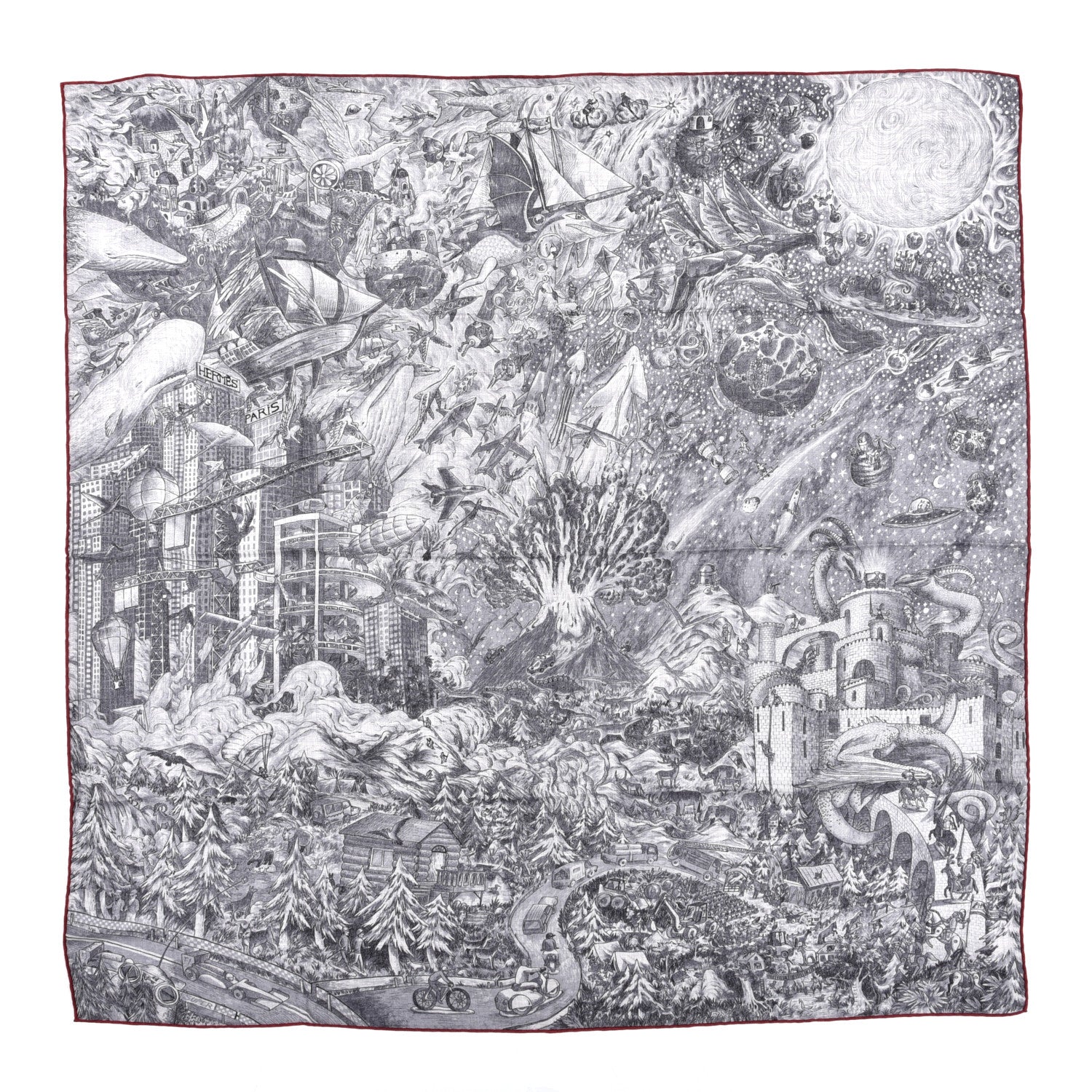 Hermes Cashmere Silk Nothing But A Dreamer Scarf 100 Gris Chine Anthracite 1 of 5
