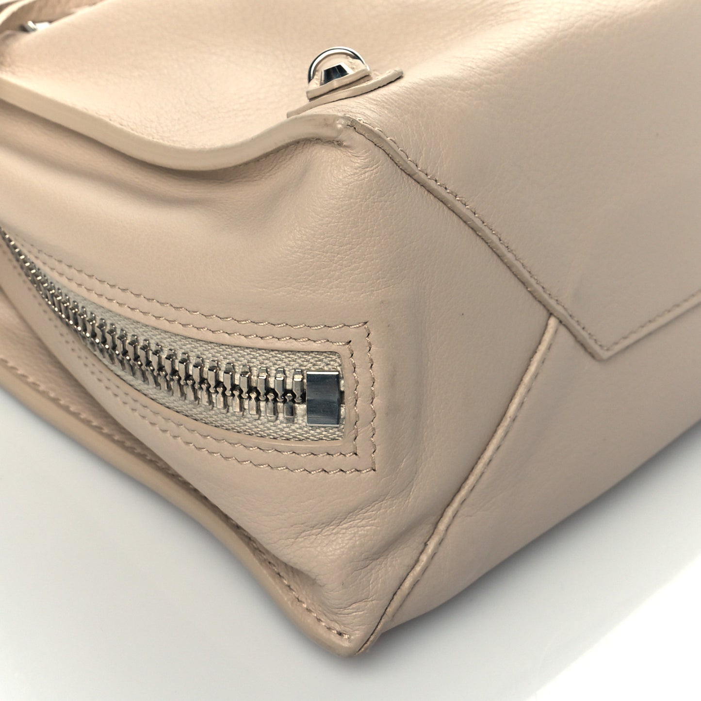 Grained Calfskin Papier Mini A4 Zip Around Tote Light Beige