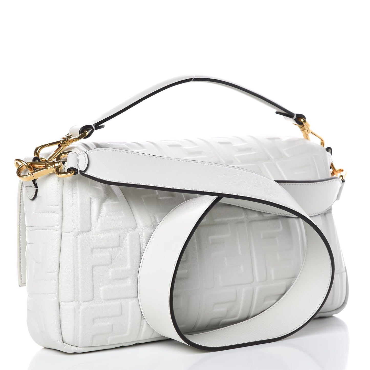 Nappa FF 1974 Embossed Large Baguette White