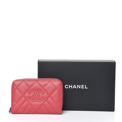 Chanel Caviar Quilted Diamond CC Duo Zip Coin Purse Pink 8 of 8