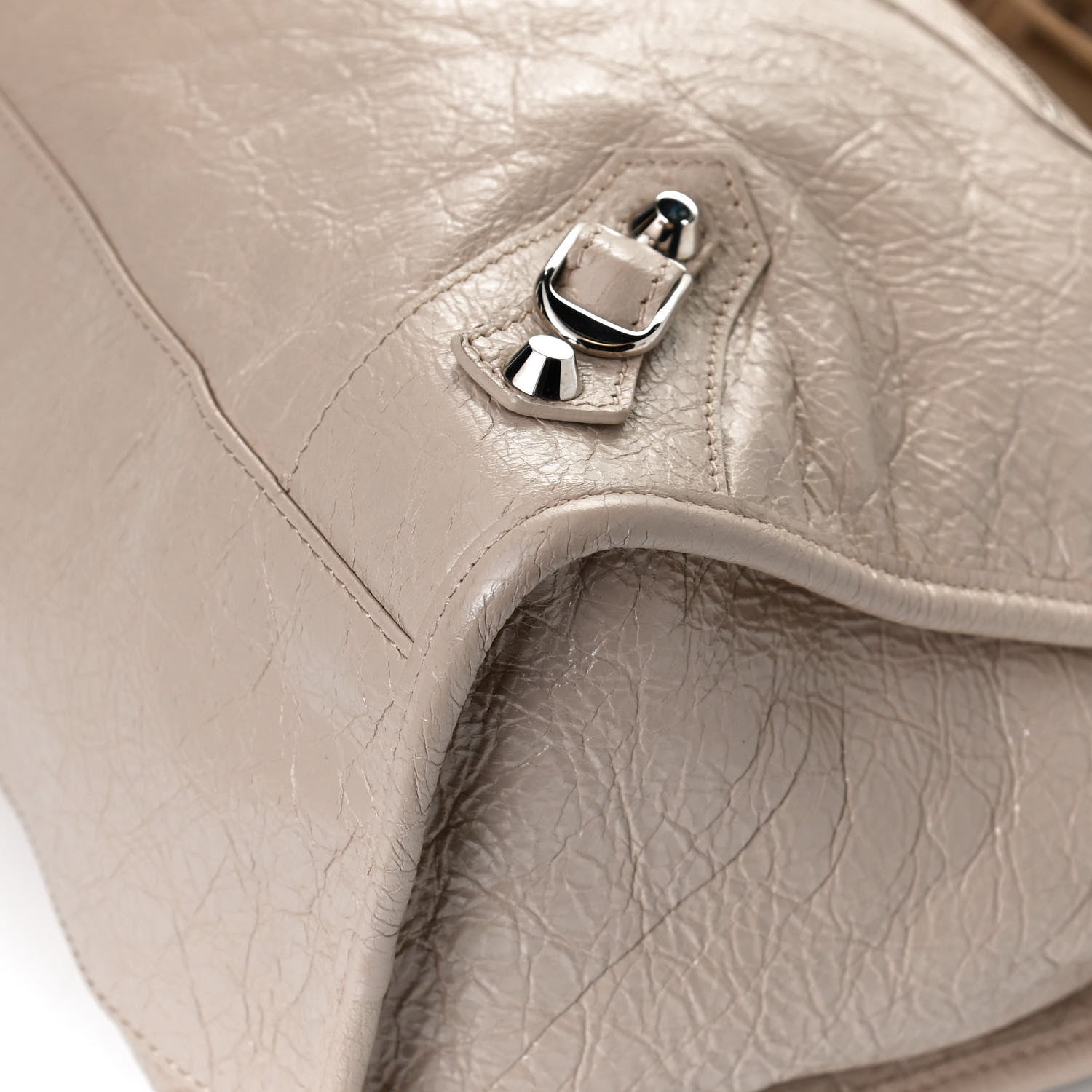 Balenciaga Agneau Classic Silver Hardware City Logo Strap Light Beige Black 12 of 12