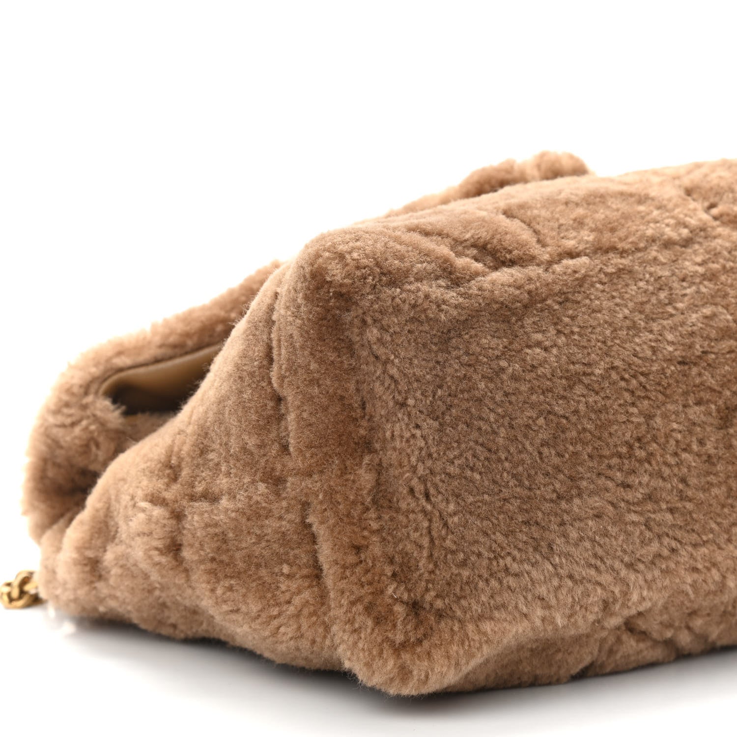 Saint Laurent Shearling Quilted Small Loulou Puffer Monogram Chain Satchel Cinnamon 8 of 9