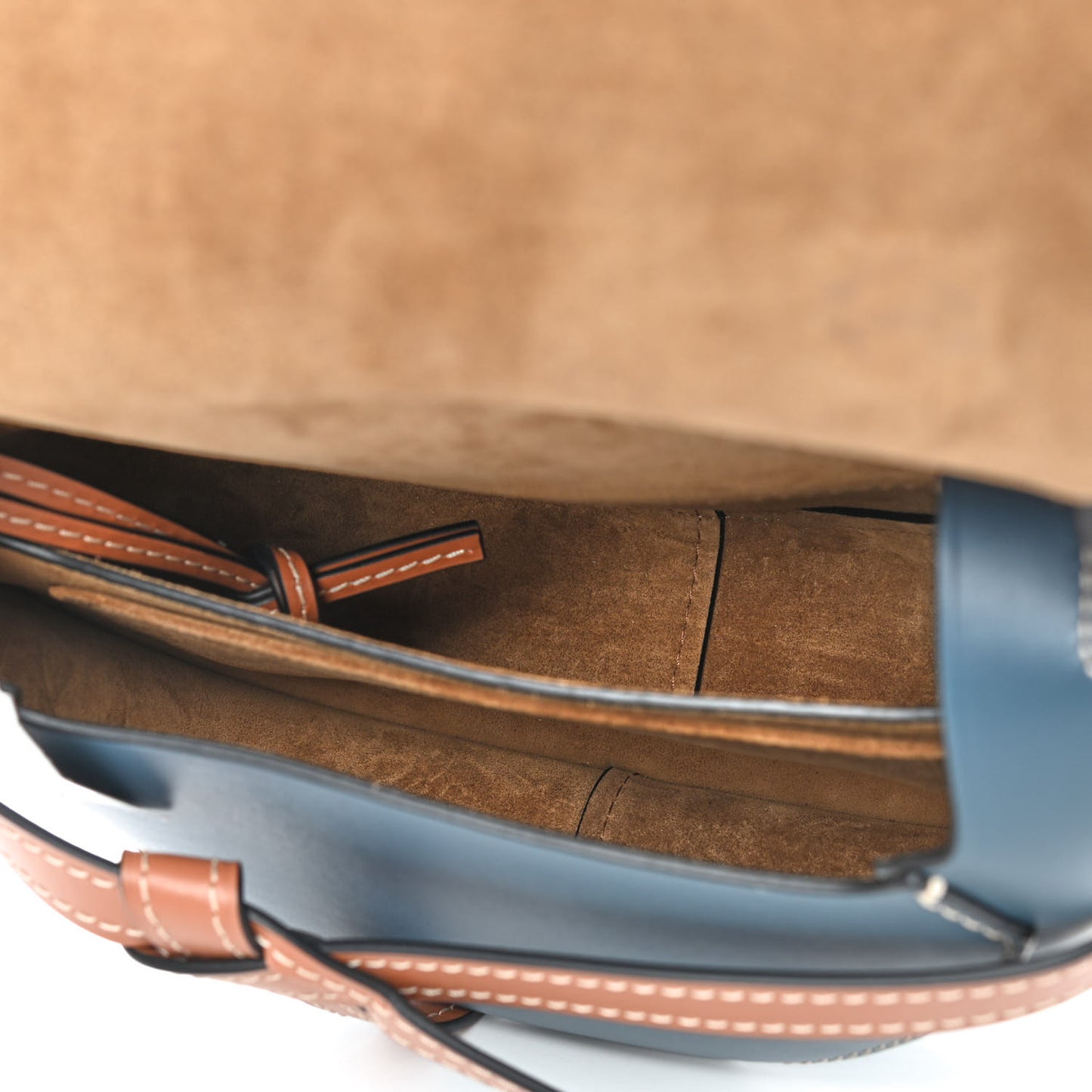 Calfskin Small Gate Crossbody Bag Tan Steel Blue