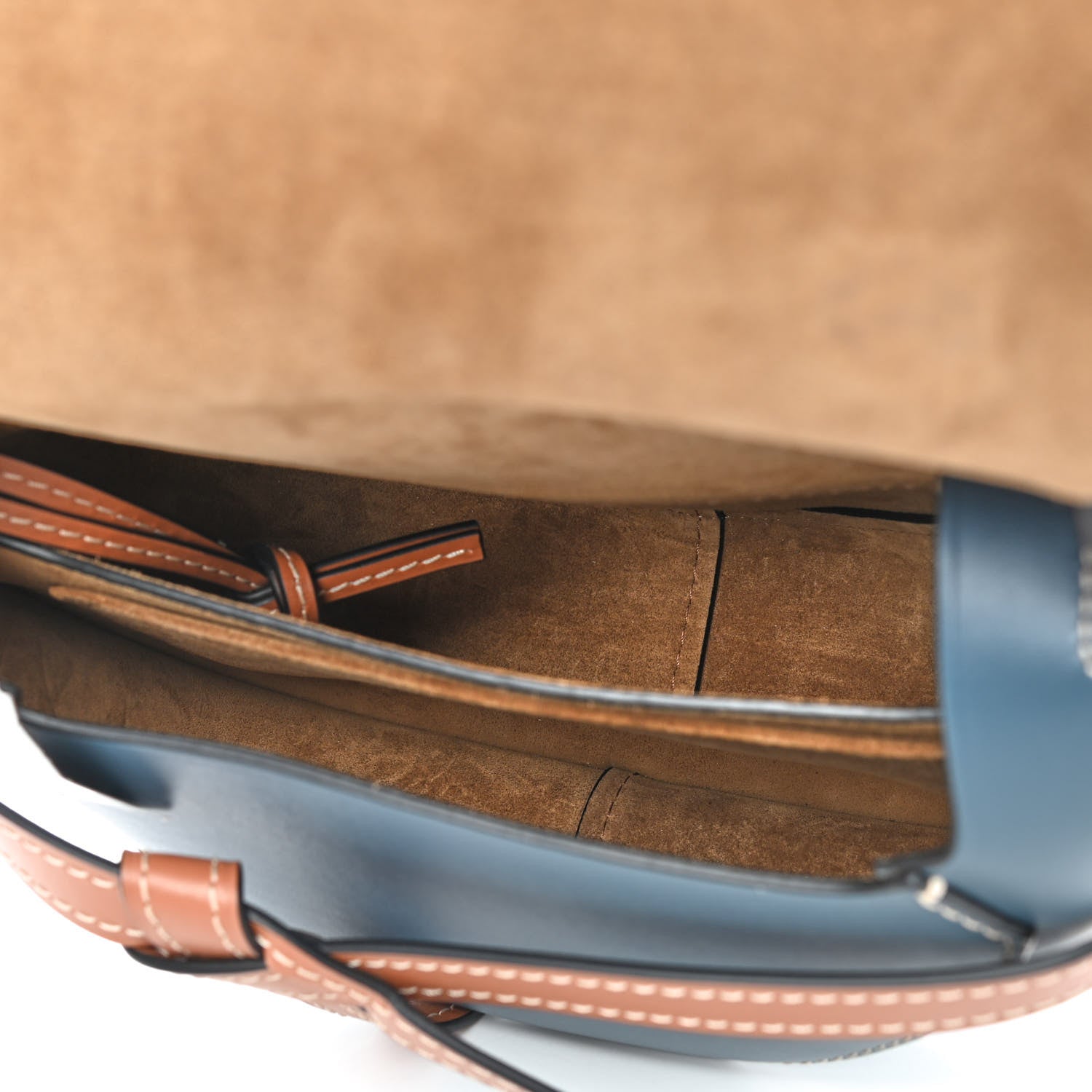 Loewe Calfskin Small Gate Crossbody Bag Tan Steel Blue 5 of 9