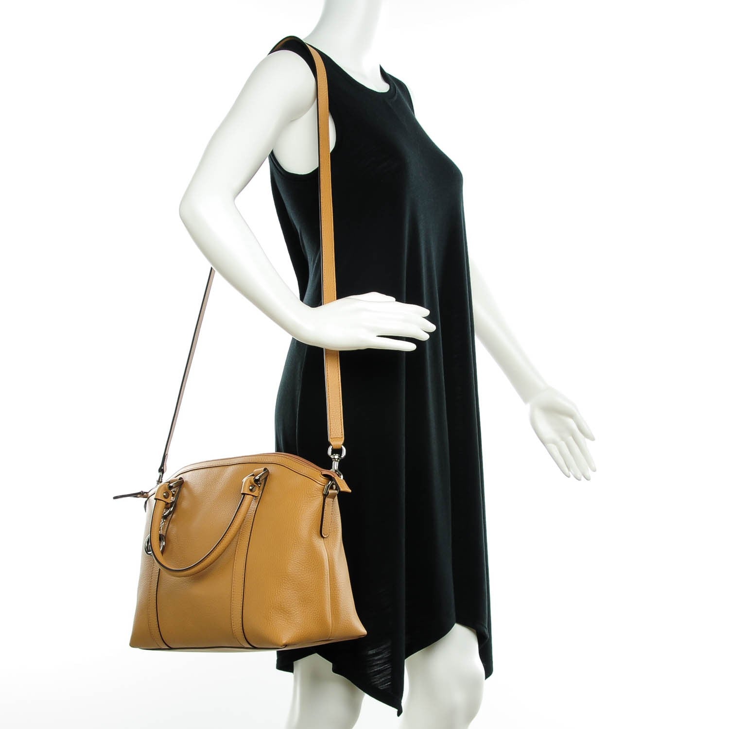 Gucci Pebbled Calfskin Medium GG Convertible Dome Satchel Beige 2 of 7