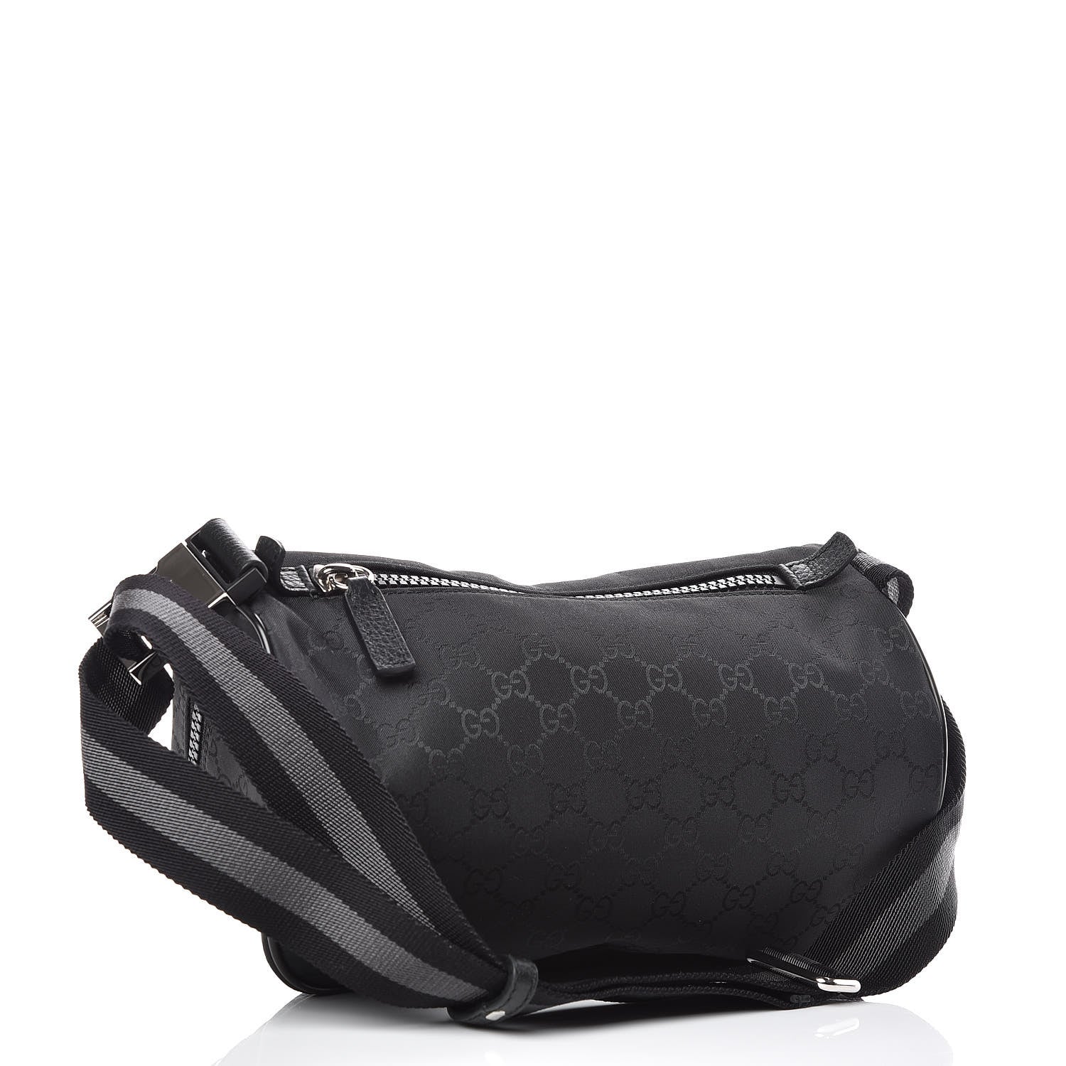 Gucci Nylon Monogram Fanny Pack Belt Bag Black 4 of 11