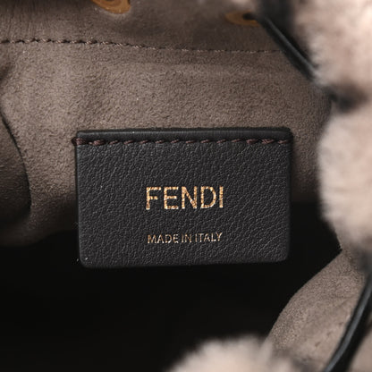 Fendi Shearling F is Fendi Macro FF 1974 Diagonal Mini Mon Tresor Bucket Bag Dove Black 6 of 10