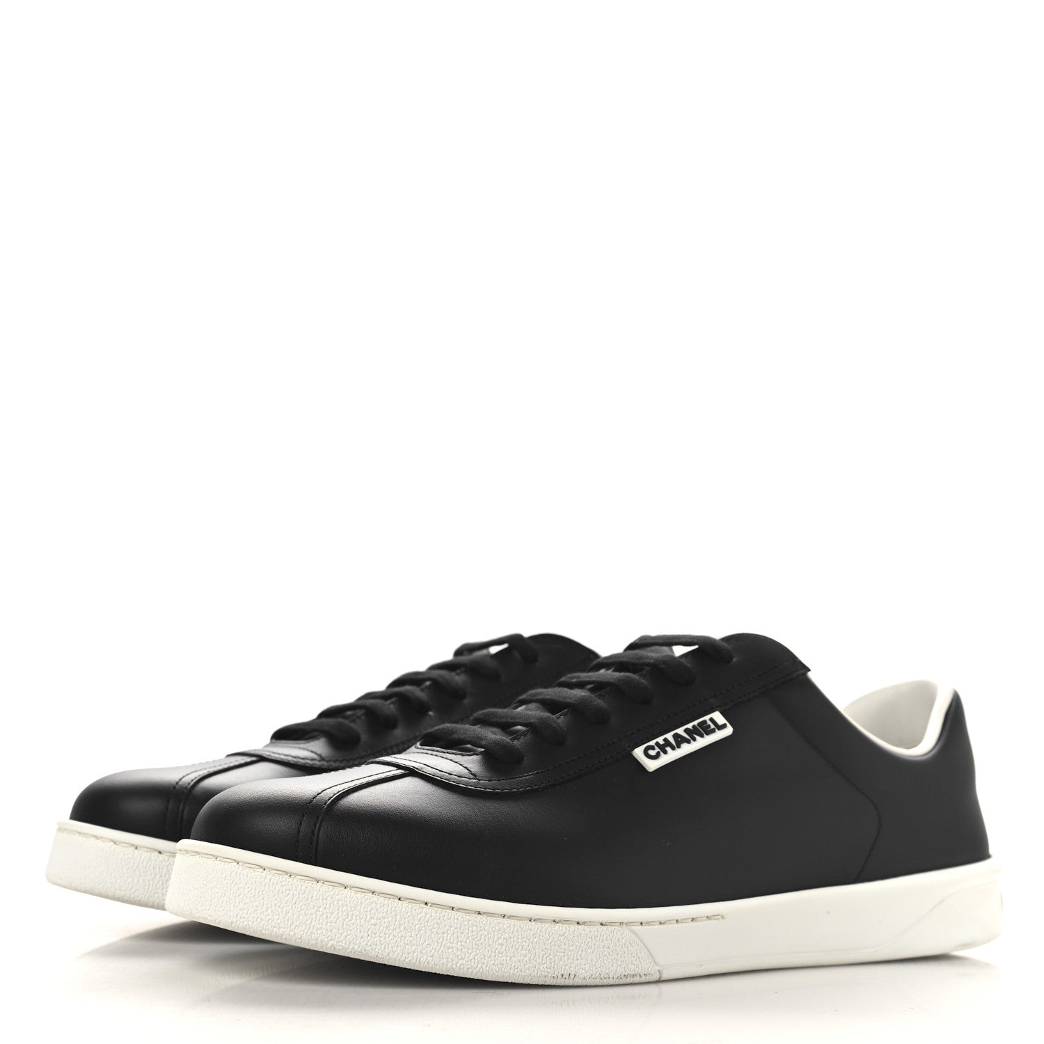 Chanel Calfskin CC Mens Sneakers 44 Black 4 of 9