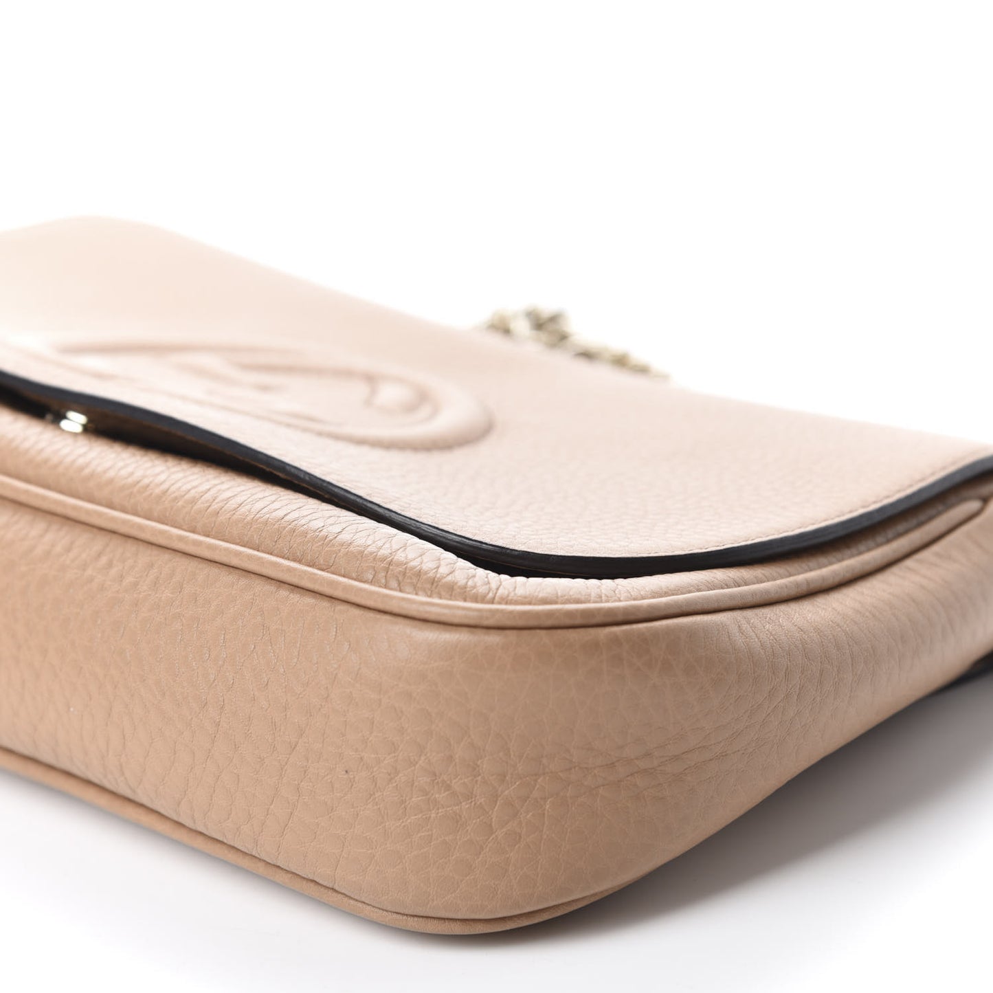 Pebbled Calfskin Medium Soho Flap Crossbody Camelia