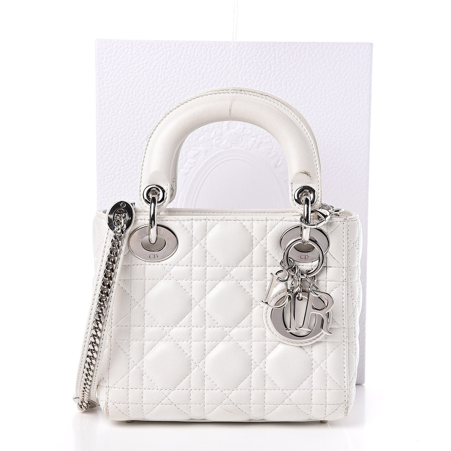 Lambskin Cannage Mini Lady Dior White