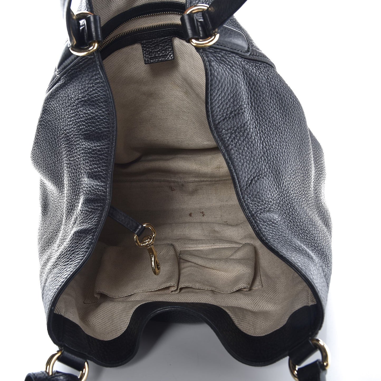 Pebbled Calfskin Medium Soho Shoulder Bag Black
