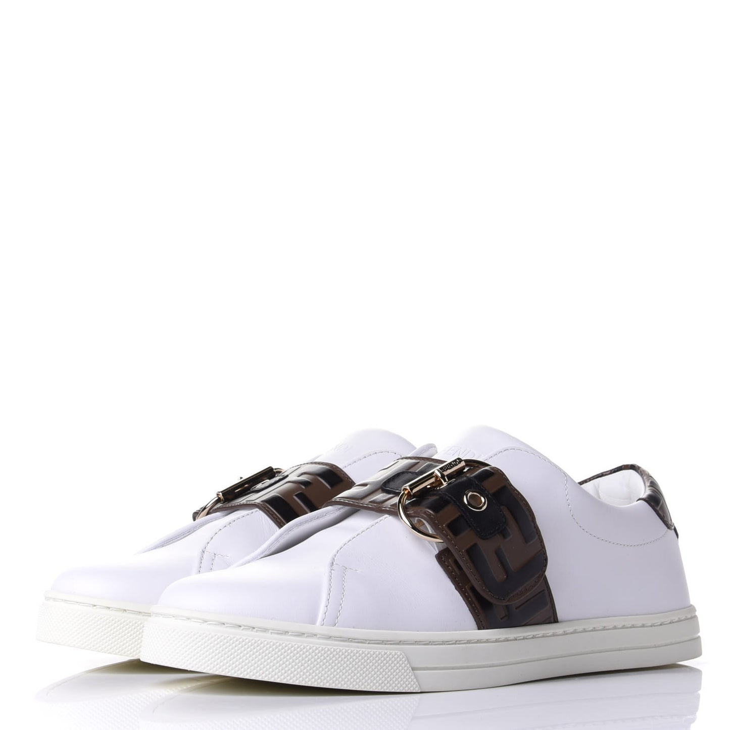 Vitello FF Embossed Womens Slip On Sneakers 38 Ultra White Maya Black