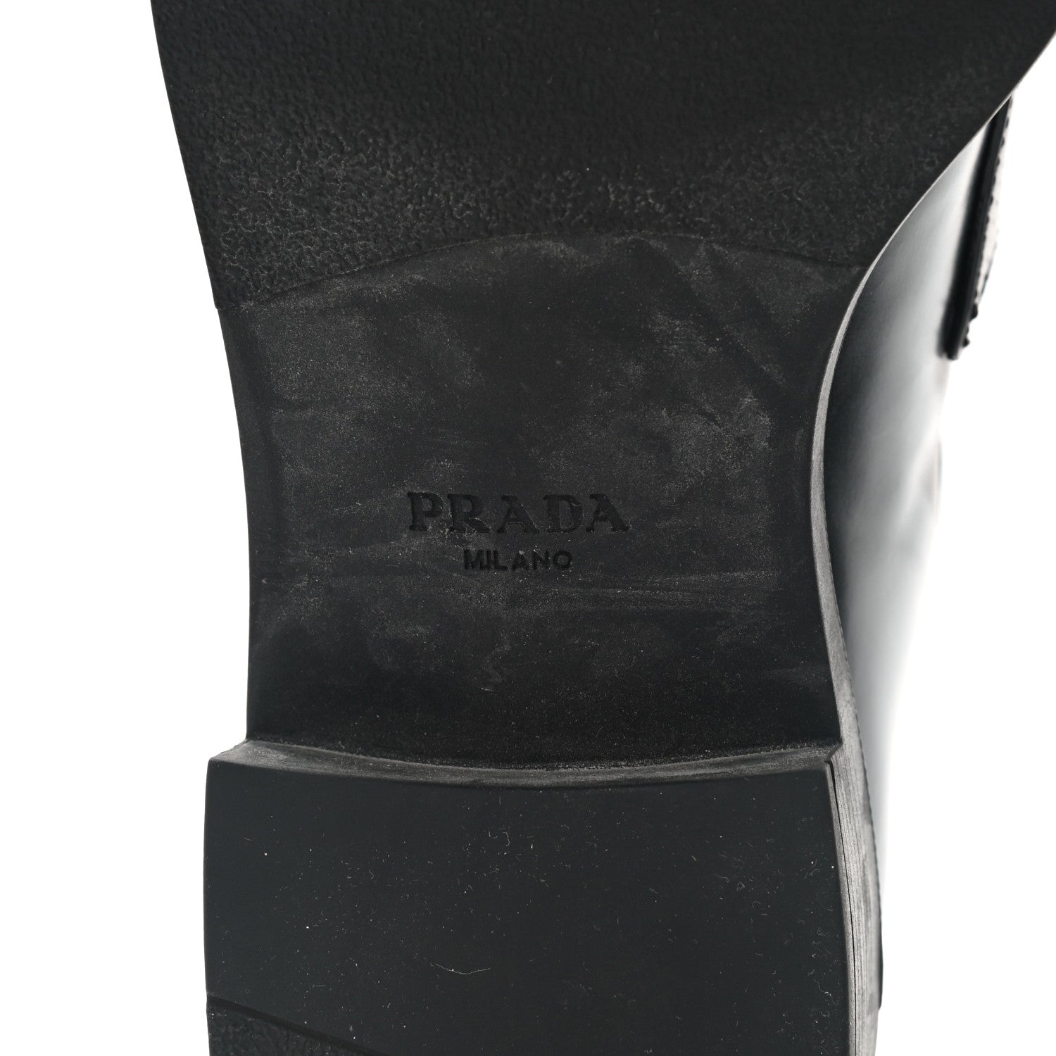 Prada Spazzolato Metal Triangle Logo 50mm Loafers 39.5 Black 6 of 11