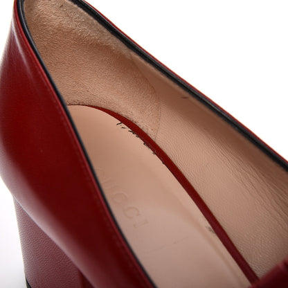 Gucci Malaga Kid GG Marmont Fringe 50mm Loafer Pumps 36.5 Hibiscus Red 9 of 11
