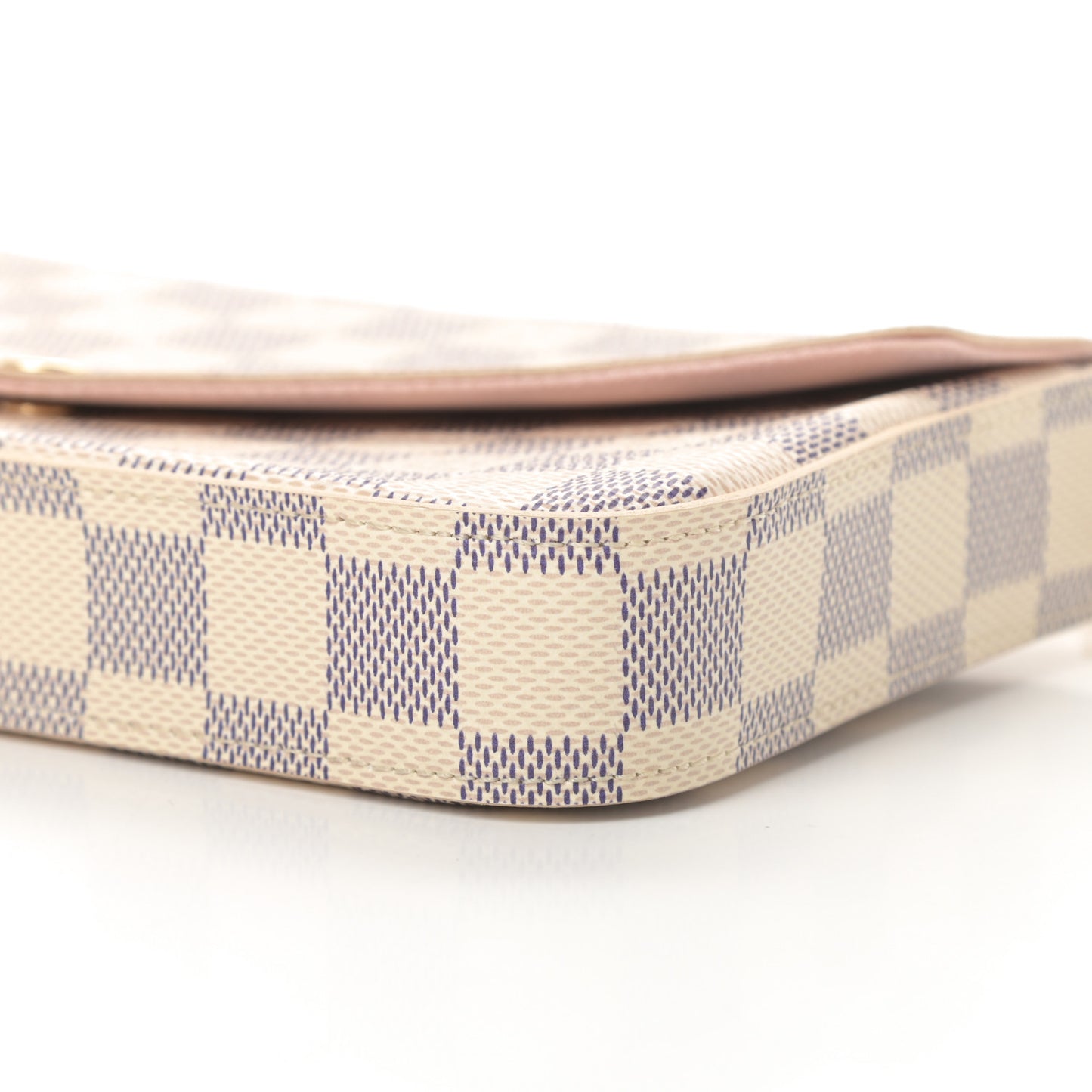 Damier Azur Pochette Felicie Chain Wallet Rose Ballerine