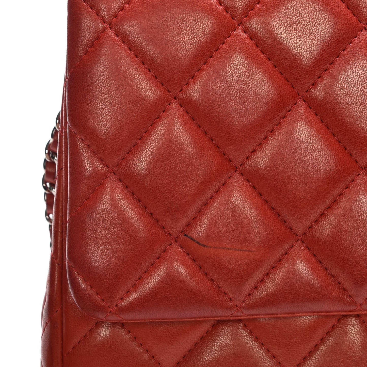 Lambskin Quilted Clutch With Chain Flap Red