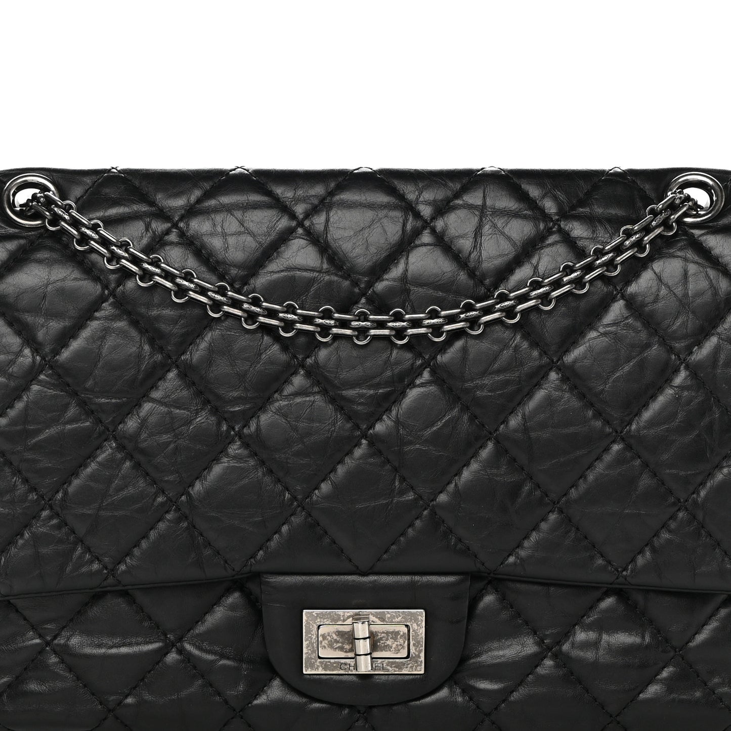 Aged Calfskin Quilted 2.55 Reissue 227 Flap Black