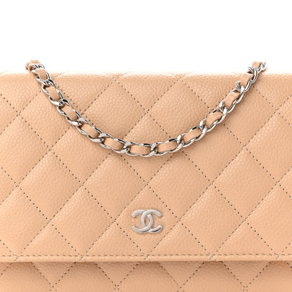 Chanel Caviar Quilted Wallet on Chain WOC Beige 9 of 12