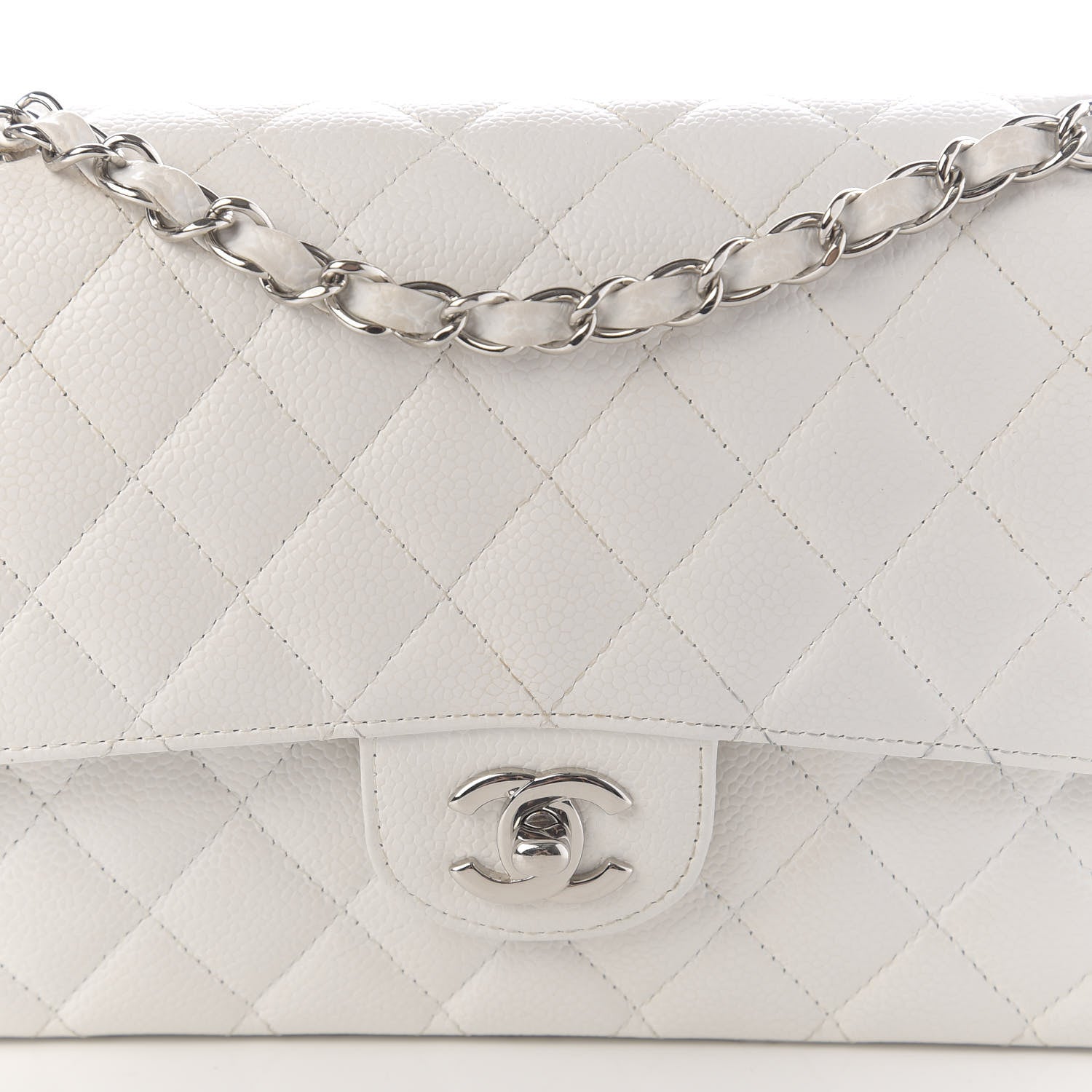 Chanel Caviar Quilted Medium Double Flap White 11 of 12