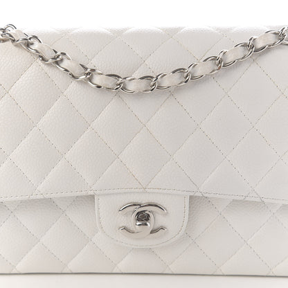 Chanel Caviar Quilted Medium Double Flap White 11 of 12