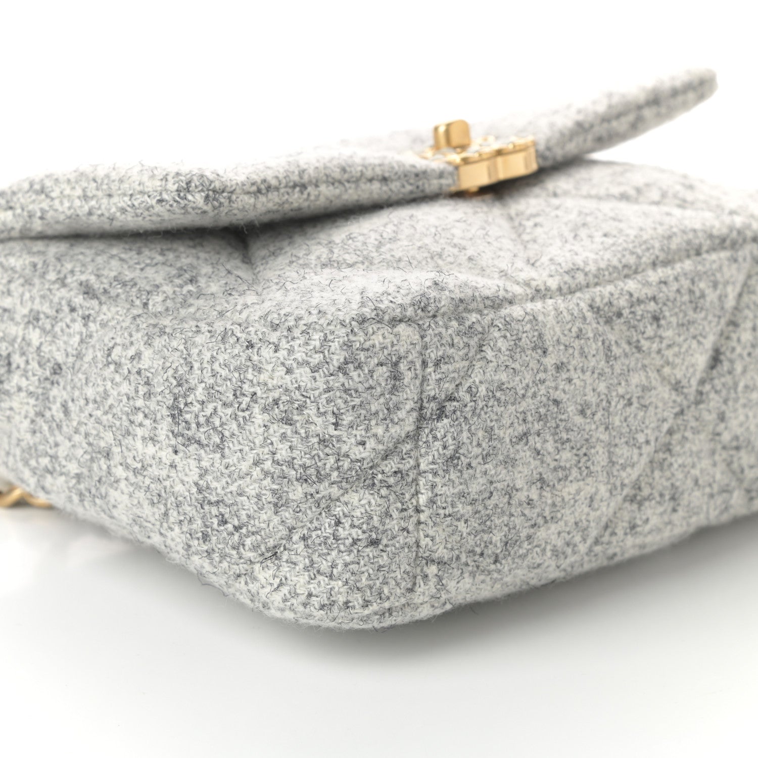 Chanel Tweed Quilted Medium Chanel 19 Flap Grey Ecru 10 of 11