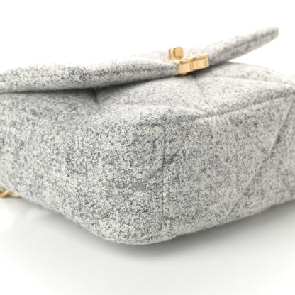 Chanel Tweed Quilted Medium Chanel 19 Flap Grey Ecru 10 of 11