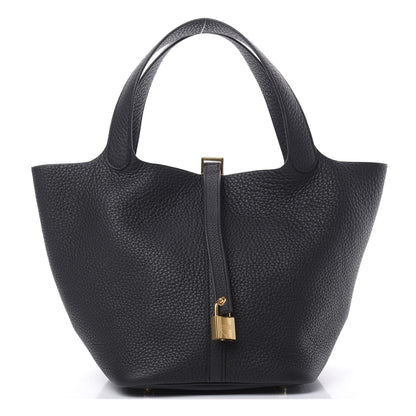Hermes Taurillon Clemence Picotin Lock 22 MM Black 1 of 11