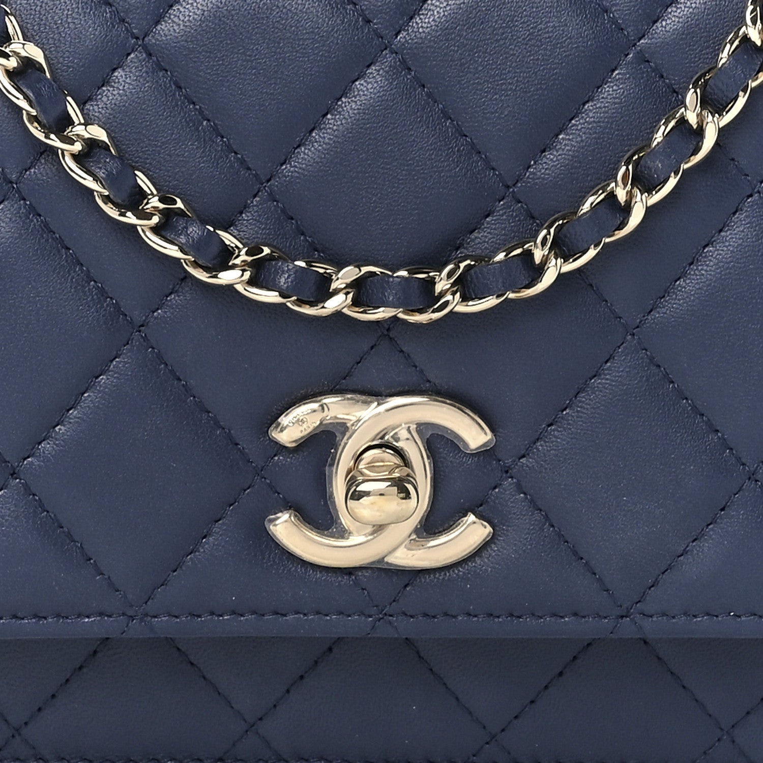 Chanel Lambskin Quilted Trendy CC Wallet On Chain WOC Blue 9 of 13
