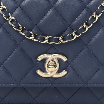 Chanel Lambskin Quilted Trendy CC Wallet On Chain WOC Blue 9 of 13
