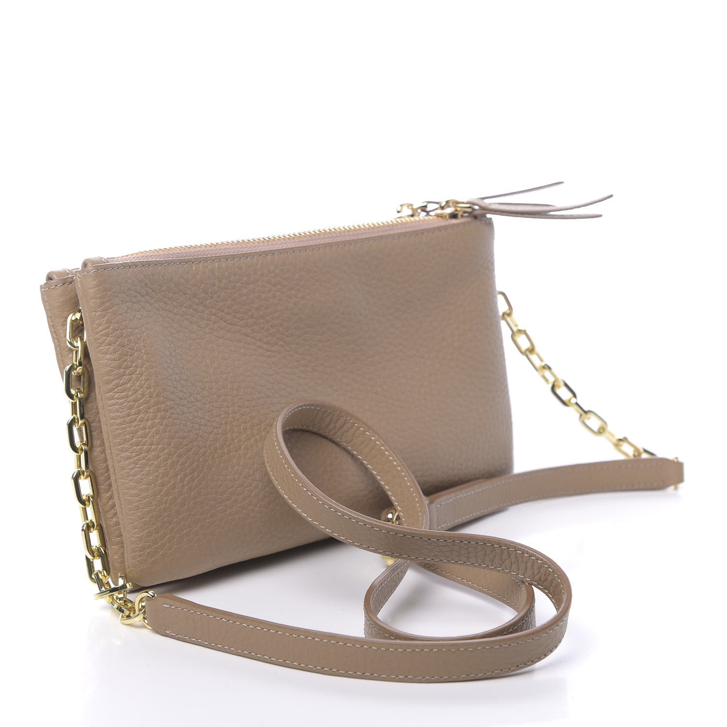 Vitello St.Daino Double Zip Chain Crossbody Cammeo